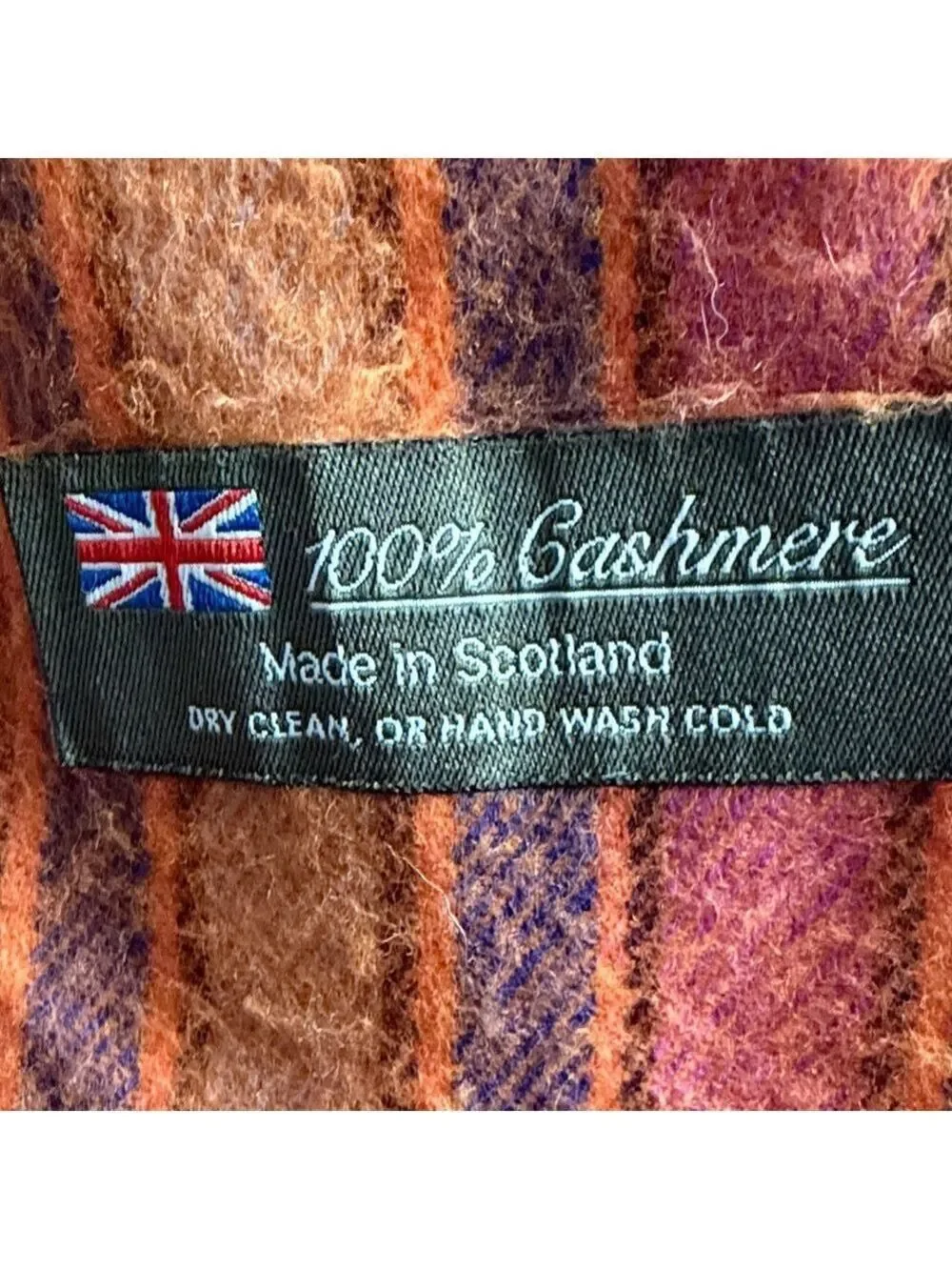 Cashmere Orange & Purple Striped Scarf Made in Scotland 100%